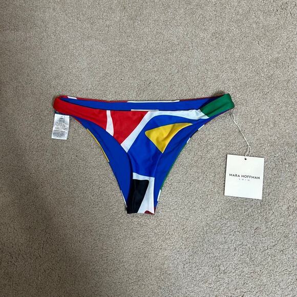 NWT Mara Hoffman Women's S ZOA Crimson Multi Bikini Swim Bottom NWT UPF50+ Sz S - Picture 3 of 5